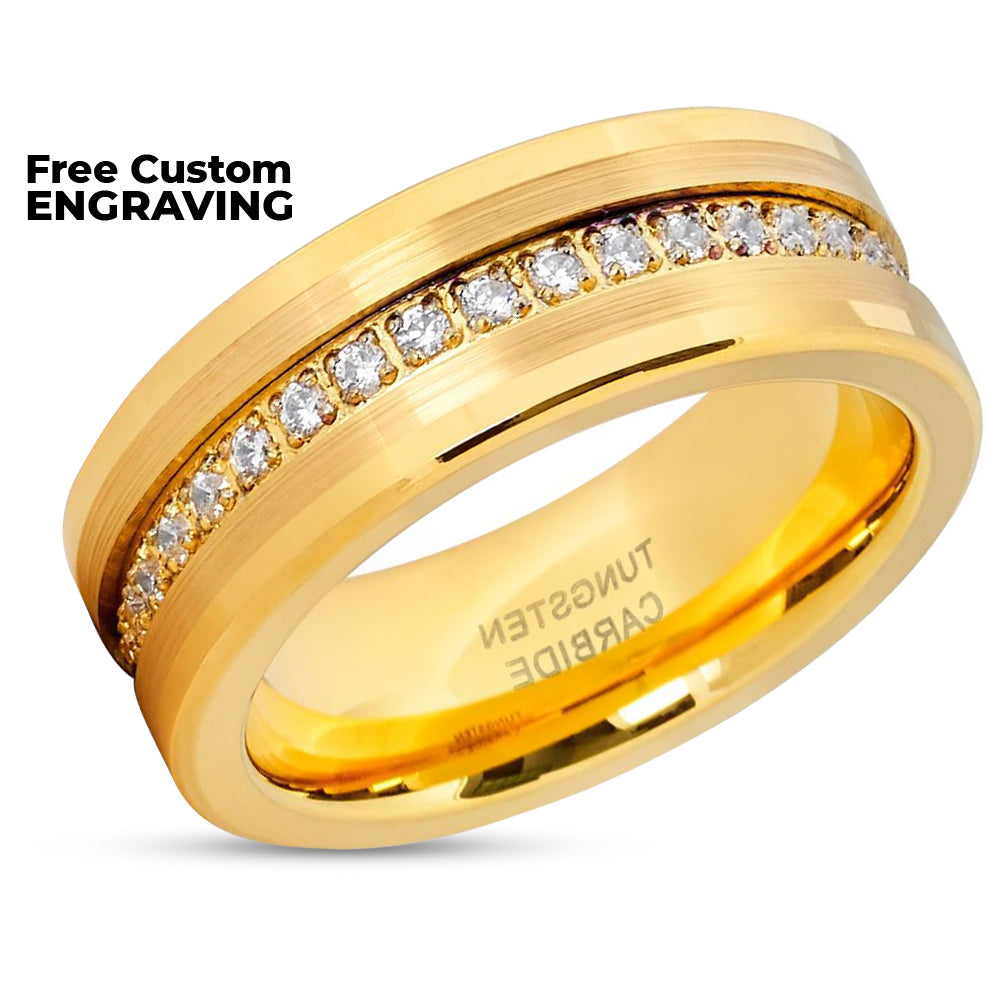 Yellow Gold Tungsten Wedding Band - 8mm - Yellow Gold Ring - Tungsten Ring - 8mm