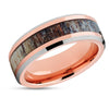 Rose Gold Wedding Ring - Deer Antler Ring - 6mm Wedding Ring - Antler Wedding Ring