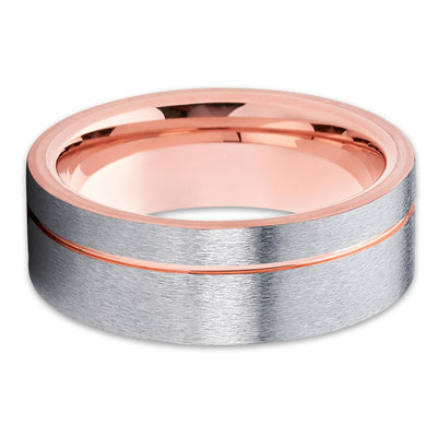 8mm -  Rose Gold Tungsten - Gray Tungsten Ring - Men's Wedding Ring - Clean Casting Jewelry