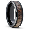 8mm - Deer Antler Wedding Band - Black Ring - Tungsten Wedding Band - Ring - Clean Casting Jewelry