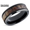 Deer Antler Tungsten Ring - Black Tungsten Ring - Engagement Ring - Tungsten Carbide Ring