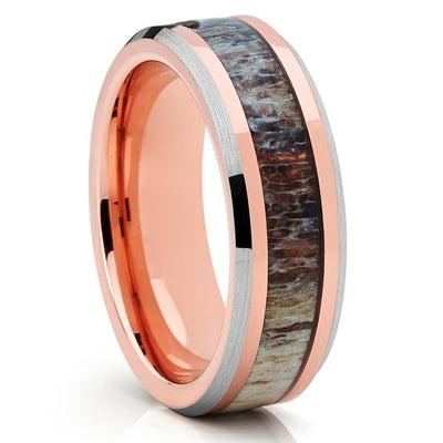6mm - Deer Antler Wedding Band - Wedding Ring - Rose Gold - Tungsten - Clean Casting Jewelry