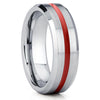 Red Tungsten Wedding Band - 7mm - Silver Tungsten Ring - Red Tungsten - Clean Casting Jewelry
