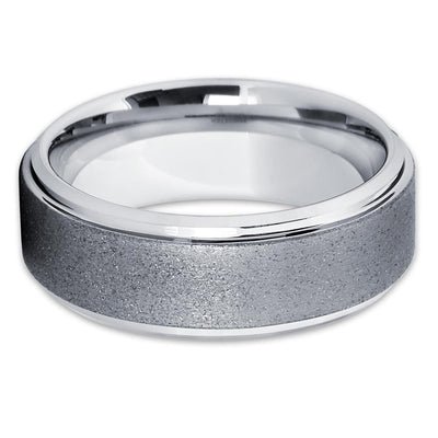 Tungsten Wedding Band - 8mm - Silver Tungsten Ring - Men's Tungsten - Gray - Clean Casting Jewelry
