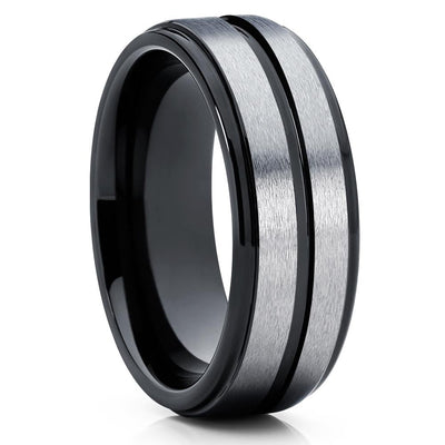 Black Tungsten Wedding Band - Gray Tungsten Ring - Men's Wedding Ring - Clean Casting Jewelry