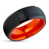 Orange Tungsten Ring - Orange Tungsten Band - Black Tungsten Ring -  Black Ring