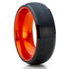 Orange Tungsten Ring - Orange Tungsten Band - Black Tungsten Ring - 8mm - Clean Casting Jewelry