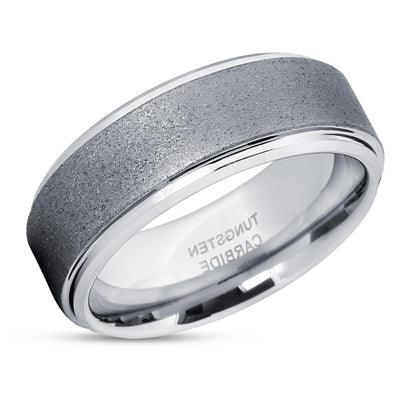Gunmetal Tungsten Ring - Gray Tungsten Ring - Silver Wedding Band - Tungsten Carbide