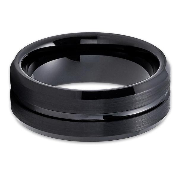 Black Wedding Ring - 10mm Wedding Ring - Black Tungsten Ring - 6mm Wedding Ring - 8mm