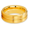 Yellow Gold Tungsten Ring - Brush - Yellow Gold Tungsten Ring - Beveled - Clean Casting Jewelry