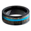 Deer Antler Wedding Band - Black Ring - Turquoise Wedding Ring - Antler Ring - Clean Casting Jewelry