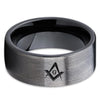 Masonic Wedding Band - Gunmetal Tungsten Ring - Masonic Wedding Ring - Black - Clean Casting Jewelry