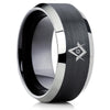 Masonic Wedding Band - Black Tungsten Ring - Masonic Wedding Ring - Black - Clean Casting Jewelry
