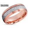 Rose Gold Tungsten Wedding Band - Meteorite Wedding Band -Meteorite Ring