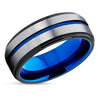 Blue Wedding Ring - Black Wedding Band - Tungsten Wedding Band - Black Ring