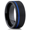 Blue Tungsten Wedding Band - Black Tungsten Ring - 8mm - Black Ring - Clean Casting Jewelry