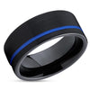 Blue Tungsten Ring - Black Wedding Ring - Tungsten Wedding Band - Black Ring - Blue