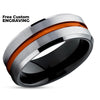 Orange Wedding Band - Tungsten Wedding Ring - Black Tungsten Ring Wedding Ring