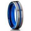 Blue Tungsten Wedding Band - Gunmetal - Black Tungsten Tungsten Ring - Clean Casting Jewelry