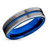 Blue Wedding Ring - Gunmetal Wedding Band - Tungsten Wedding Ring - Gunmetal