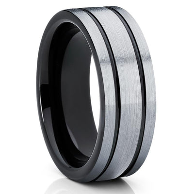 Black Wedding Band - Unique - Tungsten Wedding Band - Black Ring - 8mm - Clean Casting Jewelry