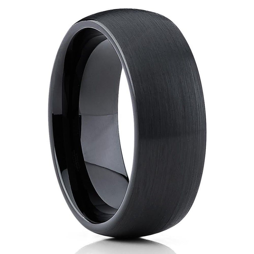 Black Tungsten Wedding Band - Black Tungsten Wedding Ring - Dome - Clean Casting Jewelry