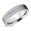 6mm - Tungsten Wedding Band - Silver Brushed - Gray Tungsten Ring - Wedding Ring