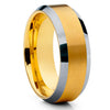 Men's Tungsten Wedding Band - Yellow Gold Tungsten Ring - Yellow Gold Ring - Clean Casting Jewelry