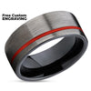 Gunmetal Wedding Ring - Red Tungsten Ring - Black Wedding Ring - Tungsten Ring