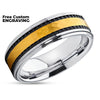 Yellow Gold Tungsten Ring - Black Tungsten - Yellow Gold Tungsten Band - 8mm Ring