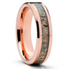Deer Antler Wedding Band - Rose Gold Tungsten - Deer Antler Ring - 6mm - Clean Casting Jewelry