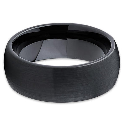 Black Tungsten Wedding Band - Black Tungsten Wedding Ring - Dome - Clean Casting Jewelry
