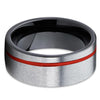 Red Tungsten Ring - Gray - Tungsten Wedding Band - Black Ring - Men's Ring - Clean Casting Jewelry