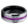 Purple Tungsten Wedding Band - Purple Wedding Band - Black Tungsten Ring - Clean Casting Jewelry