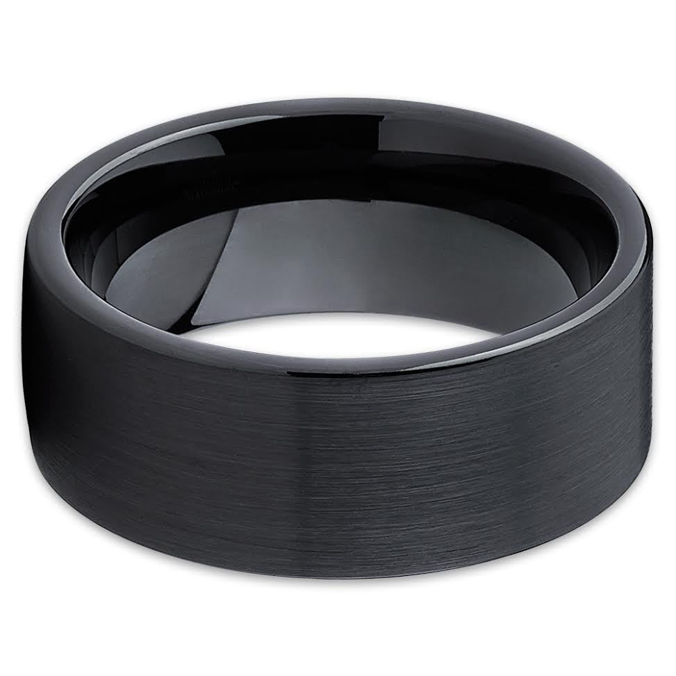 Black Tungsten Wedding Band - Pipe Cut - Black Tungsten Ring - Men's - Clean Casting Jewelry