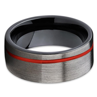Red Tungsten Ring - Tungsten Wedding Band - Red Tungsten - Gunmetal - Clean Casting Jewelry
