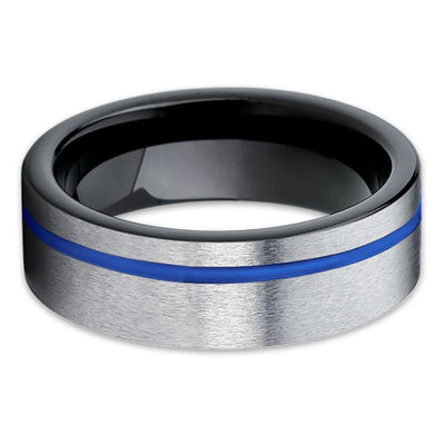Gray Tungsten Wedding Band - Blue Tungsten Ring - Black Tungsten Ring - 6mm - Clean Casting Jewelry
