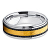 Yellow Gold Tungsten Ring - Black Tungsten - Yellow Gold Tungsten Band - Clean Casting Jewelry