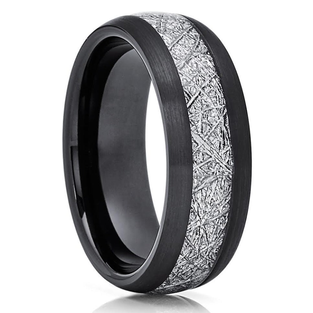 Black Tungsten Ring - Meteorite Wedding Band - Meteorite Ring - Black Ring - Clean Casting Jewelry