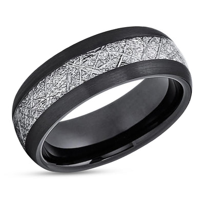 Black Tungsten Ring - Meteorite Wedding Band - Meteorite Ring - Black Ring - Engagement Ring
